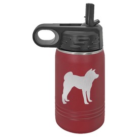 Akita Dog Insulated Water Bottle | Stainless Steel | Akita Dog Lover | Akita Gifts (12 oz, Maroon)