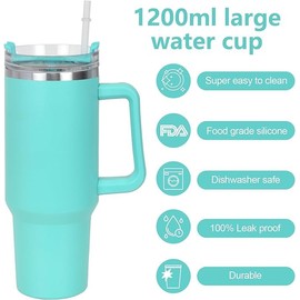 40oz Insulated Stainless Steel Thermal Mugs with Straw and Lid - Eco-Friendly Leakproof Design for Home, Office, Car, Travel, and Sports Sustained Temperature Control (Mint Green)