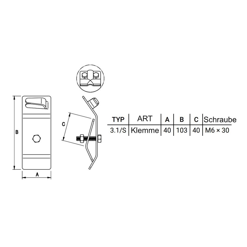 Blitz 4861 Gutter Fitting Grounding Galvanised Steel Ground Clamp Lightning