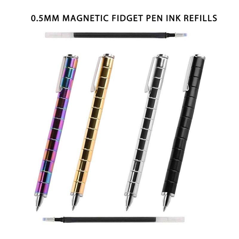 AkoSlale 10 Pack Magnetic Fidget Pen Refills, Black Ink Replacement