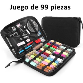 Kit de Costura para Adultos, Kit de Aguja e Hilo de Coser, Accesorios de Costura Profesionales con Tijeras de Sastre, Hilo de Coser, 30 Agujas, Botones, Enhebrador y mucho más para viajar y para principiantes en casa (Negro)