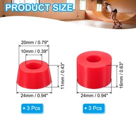PATIKIL Skateboard Bushings, 3 Set 90A PU Long-Board Truck Bushings Rebuild Kit for Skateboard Parts, Red