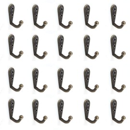 ICYANG 20pcs Vintage Metal Hooks, Wall Mounted Coat Robe Hat Double Hook Hanger Wall Hooks Mini Wall Hook Cast Iron Hooks