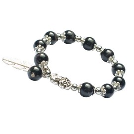Feng Shui The Best 10mm Natural Tiger's Eye Beads Bracelet with Silver Plated Pi Xiu/Pi Yao Pendant Amulet Bangle Attract Lucky Wealthy (Black)