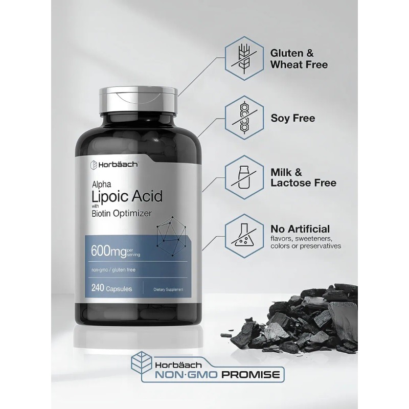 Acido Alfa Lipoico Premium 240 Cápsulas 600mg Eg A85 Sabor