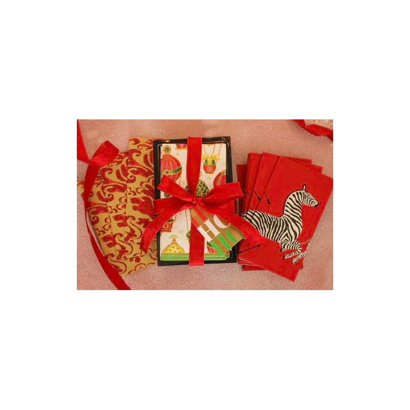 Entertaining with Caspari Guest Towels, Zebras Red, Pack of 15