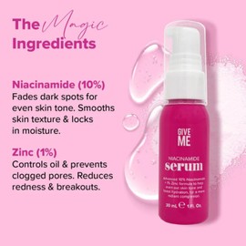 Give Me Cosmetics, 10% Niacinamide Serum for Face + 1% Zinc, Tackles Blemishes, Minimises Pore Appearance, Fine Lines & Age Spots, 30ml