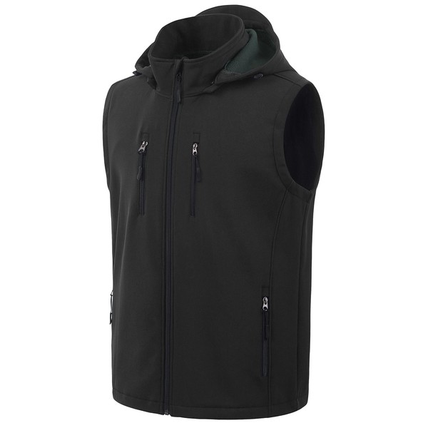 CREATMO US Men's Outdoor Travel Vest Outerwear Lightweight Windproof Fleece-Lined