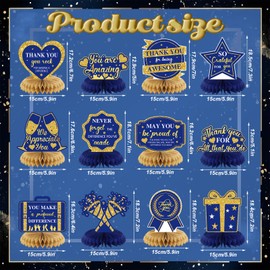 12 Pcs We Appreciate You Party Decorations Honeycomb Centerpieces Blue Gold Employee Appreciation Table Topper Thank You for All Do Table Decoration for Teacher Doctor Party
