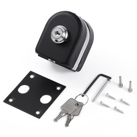 Ranbo Frameless Swinging Door Floor Bolt Lock, No-Drill, 304 Stainless Steel, for 3/8''-1/2''(10mm-12mm) Sliding Glass Doors, Office,Commercial Doors, Black.