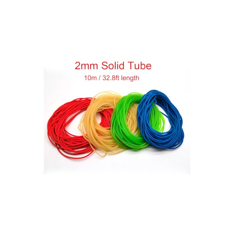 32.8ft 2mm Diameter Solid Rubber Fishing Line, Red Fluorescent Green