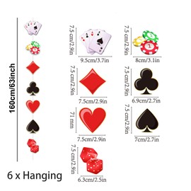 Pack of 67 Poker Birthday Decorations - Poker Plates, Napkins, Cups, Tablecloths and Hanging Decorations for 20 Guests Poker Casino Night Party Accessories!