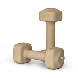 Tone Fitness 15 lb Neoprene Dumbbell Pair for Home Workouts – Non-Slip Design - Beige