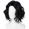 ESUNO Short Black Wavy Wig Men Black Curly Wig Middle