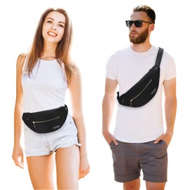 MAXTOP Bumbag Waist Fanny Pack Running Belt for Men Women Unisex Bum Bag with Headphone Jack and 4-Zipper Pockets Adjustable Belt for Outdoors Workout Hiking Gifts for Men Women