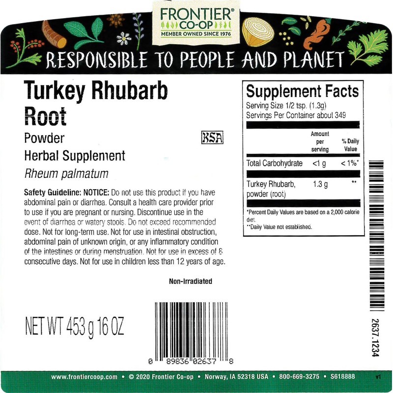 Frontier Co-op Turkey Rhubarb Root Powder 1lb