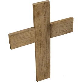 Ekena Millwork DECR016X024X0750CRSWH Vintage Farmhouse Cross, Barnwood Decor Collection, 16"W x 24"H x 3/4"D, Chalk Dust White
