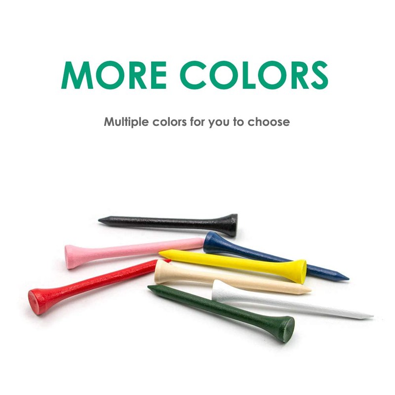 THIODOON Golf tees 54mm Less Friction Wooden Tees Training for