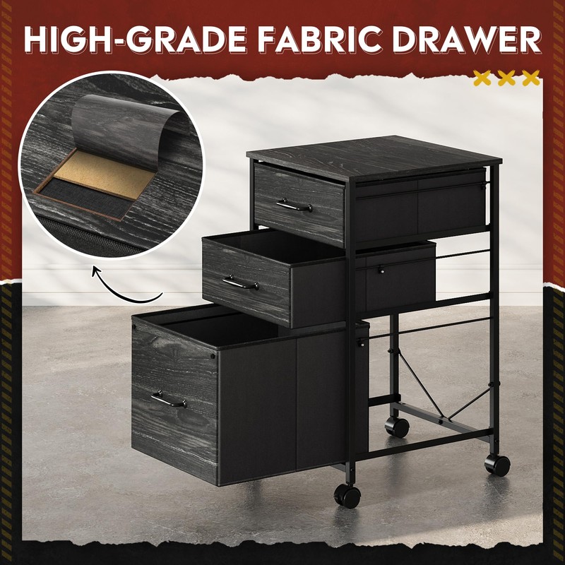 DEVAISE Mobile File Cabinet, Rolling Printer Stand with 3 Drawers,