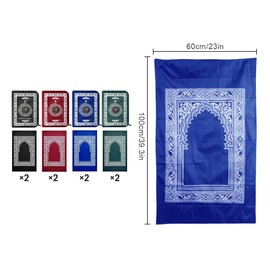 Anlising 8 Pieces Portable Travel Prayer Mat with Compass, 60CM×100CM Waterproof Polyester Prayer Rug, Muslim Travel Prayer Mat, for Ramadan Gifts, Islamic Muslim Prayer (Black, Green, Blue, Red)