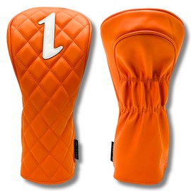 Golf Headcover, Stylish and Cool, Quilted Headcover, Available in 5 Colors, Premium Quilting Material and Sophisticated Design, Adult Style (Sunset Orange, For Drivers)