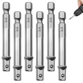 Colorich 6 Piece Socket Adapter, 1/4 Inch Bit Adapter, Hex Shank for Drill and Cordless Screwdriver, Bit Holder, Silver