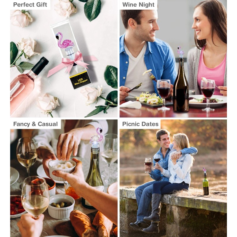 Puzzled Cheers Flamingo Glass Wine Stopper - Elegant Wine Bottle