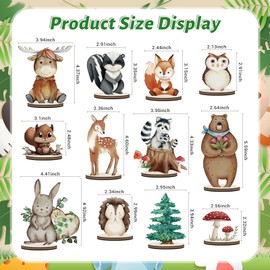 BruinBang 12 Pcs Woodland Animals Baby Shower Decorations, Forest Cutout Shapes Table Topper Wild Creatures Painted Table Centerpieces Decorations for Birthday Camp Party Supplies