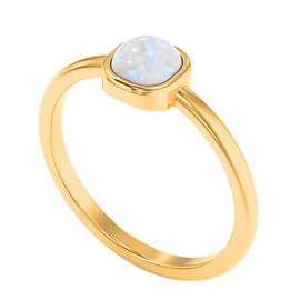 18K Gold Plated Gemstone Solitaire Ring, Minimalist Square Cut Gemstone Jewelry (Moonstone, 7)