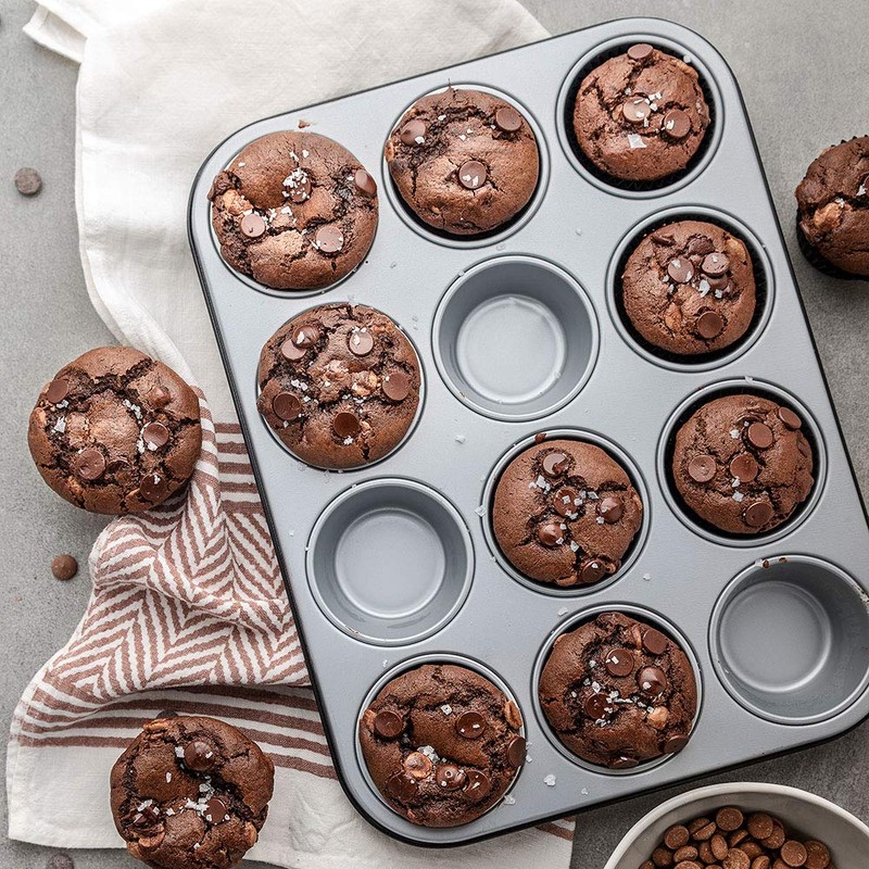 Decora Non-Stick Steel 12 Muffin Pan, Silver