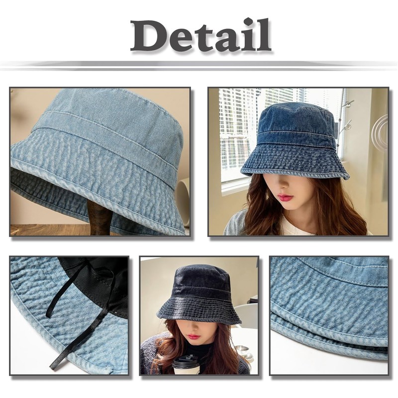 White Fang CZ040 Hat, Bucket Hat, Denim, Unisex, Brim, Bucket