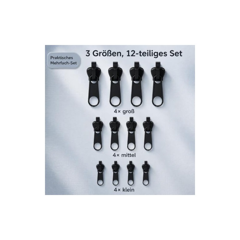 WATMVIC 12-Piece Universal Zip Repair Set for Clothing and Luggage