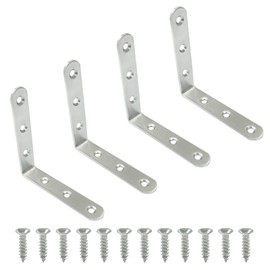 Waziaqoc 4PCS 4 x 4 Inch L Bracket, 100 x 100 mm Stainless Steel Heavy Duty Corner Brace, Shelf Support Corner Brace Joint Right Angle Bracket