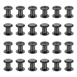 PATIKIL 24 Sets Chicago Screws, 8mm l Chicago Screws Phillips Binding Post Screw Bolts Leather Rivets Fasteners Connectors for Leather Belt Scrapbook Photo Albums, Black