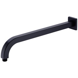 Clovermap 16 inch Shower Arm with Flange, L-Shaped Square Wall Mounted Extension Arm Stainless steel Shower Extender for Rainfall Shower Head, Matte Black