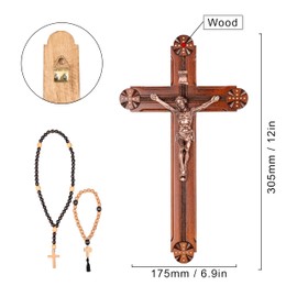 Woodvio - Handmade Wooden Wall Cross Hand Carved Catholic Crucifix