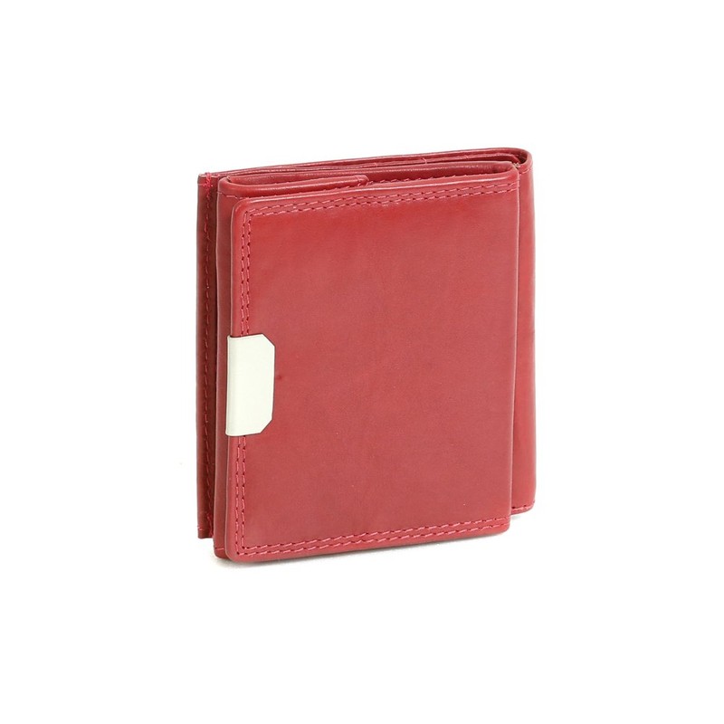 LEAS Wiener-Schachtel mit großer Kleingeldschütte und RFID Schutzfolie, Echt-Leder, Cherry/rot