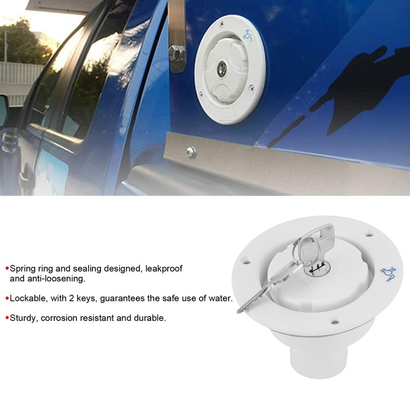 Gravity Water Inlet, White Gravity Freshwater Inlet, Leak-proof Hatch Filler