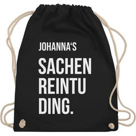 Geschenk mit Namen personalisiert by Shirtracer - Gym Bag Backpack - Sachenreintuding I Sachen Reintu Ding Name | Fabric Bag with Saying, 01 black