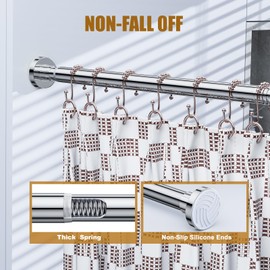 Ausemku Shower Curtain Rod 32 to 80 Inch - Never Rust Non-Slip Spring Tension Curtain Rod No Drilling Stainless Steel Telescoping Rod, Silver