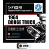 1964 Dodge Truck Factory OEM Shop Manuals on USB