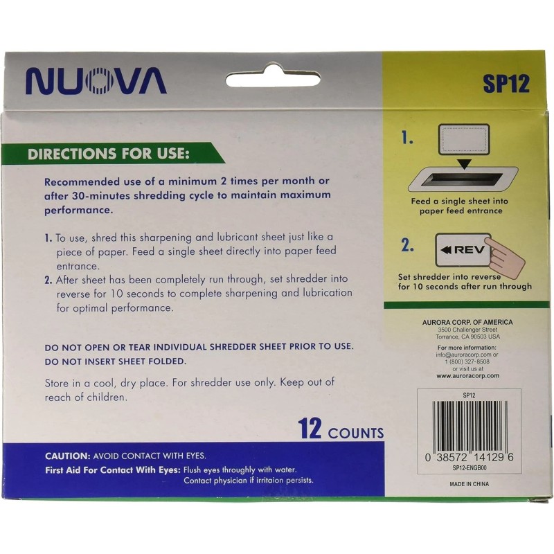 Nuova SP12 Shredder Sharpening & Lubricant Sheets, 12 Count