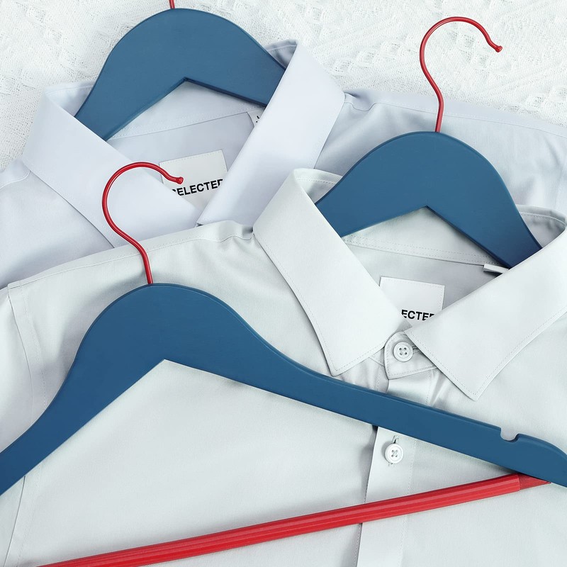 TOPIA HANGER Premium Wooden Hangers with Non-Slip Pant Bar, 360°Swivel