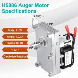 Hiorucet H5886 Auger Motor for Lennox Model Winslow PS40, PI40, Montage, for Whitfield Model Advantage I, II, II-T, III, Cascade, Optima, Prodigy I, II, Profile 20, 30, Quest, Renaissance, Traditions