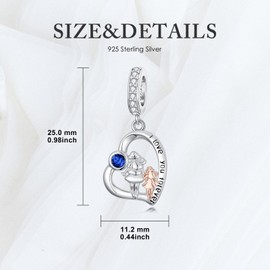 PROESS - Abalorio de plata de ley para pulseras de cumpleaños, día de San Valentín, para hija, madre y amante, Plata de ley, No es una piedra preciosa