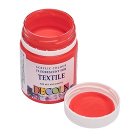 Decola Nevskaya Palitra Fluorescent Textile Dye, Red, 50 ml Acrylic Neon Colour with Glow Effect Under Black Light (UV Light), Quality