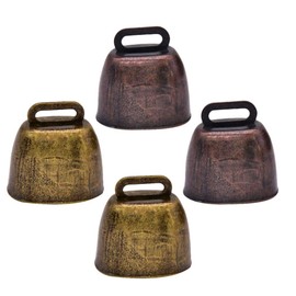 Milisten Pack of 4 Mini Cow Bells Goat Bell Metal Bell Hanging Bell Jangle Bell Charm for DIY Crafts Christmas Tree Decoration Christmas Party Decoration