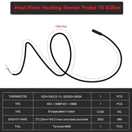 Heat Floor Heating Sensor Probe 10Kohm Suitable for Most Heating Installations Underfloor Sensor Probe 10 Kohm