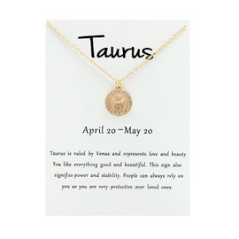 Zodiac Necklace for Women 12 Constellation Pendant Necklace Astrology Horoscope Necklace Zodiac Jewelry Gift for Teen Girls (A:Taurus)