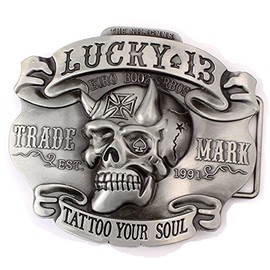 Vintage Pirate Skull Belt Buckle Cowboy Native American Motorcyclist (SK-12), Metallic, One Size for all